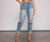 Vaqueros boyfriend desgastados de tiro alto Rocky