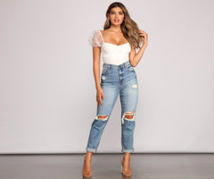 Vaqueros boyfriend desgastados de tiro alto Rocky