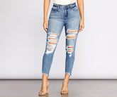 Rise Up Skinny Jeans im Used-Look