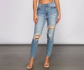 Vaqueros pitillo destruidos de tiro superalto Bella