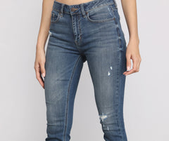 Clara – Hoch sitzende Skinny-Jeans in Destroyed-Optik