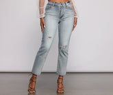 Ally – Hoch sitzende Mom-Jeans in Destroyed-Optik