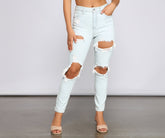 On Edge – Hoch sitzende Skinny-Jeans in Destroyed-Optik
