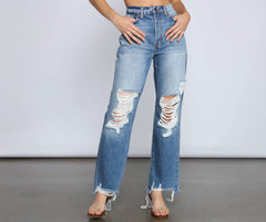 Jeans boyfriend de tiro alto y destruidos de So The Drama
