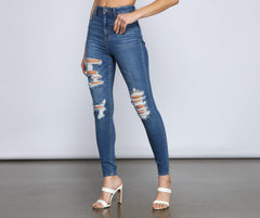 Klassische High Rise Super Skinny Destructed Jeans