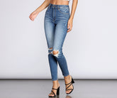 Vaqueros desgastados de tiro superalto Bella