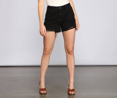 Pantalones cortos de tiro alto con corte Denim Fling