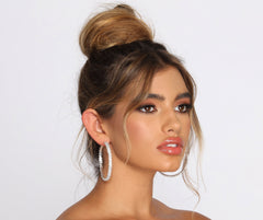 Pendientes de aro con diamantes de imitación suaves y glamurosos