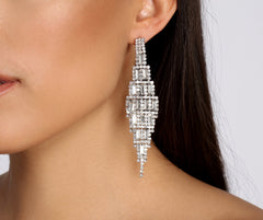 Born For It Baguette Rhinestone Kite Earrings