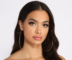 Paquete de 3 pendientes de aro grandes, elegantes y texturizados