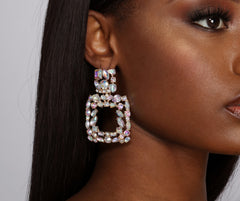 Pendientes de aldaba de puerta con diamantes de imitación iridiscentes