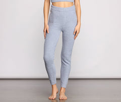 Leggings elegantes de cintura alta de punto de chenilla