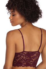 Bralette de encaje de línea larga enjaulado