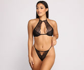 Conjunto de sujetador y braguita de encaje con cuello halter Raise The Heat