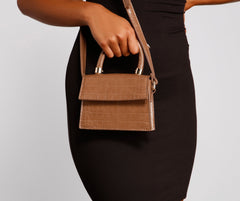 Mini bolso bandolera con asa superior de cocodrilo