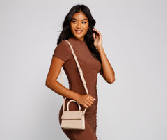 Mini bolso bandolera con asa superior de cocodrilo