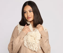 Basic Infinity-Schal mit Fransen