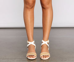 Tacones de bloque de paja estilo bohemio chic