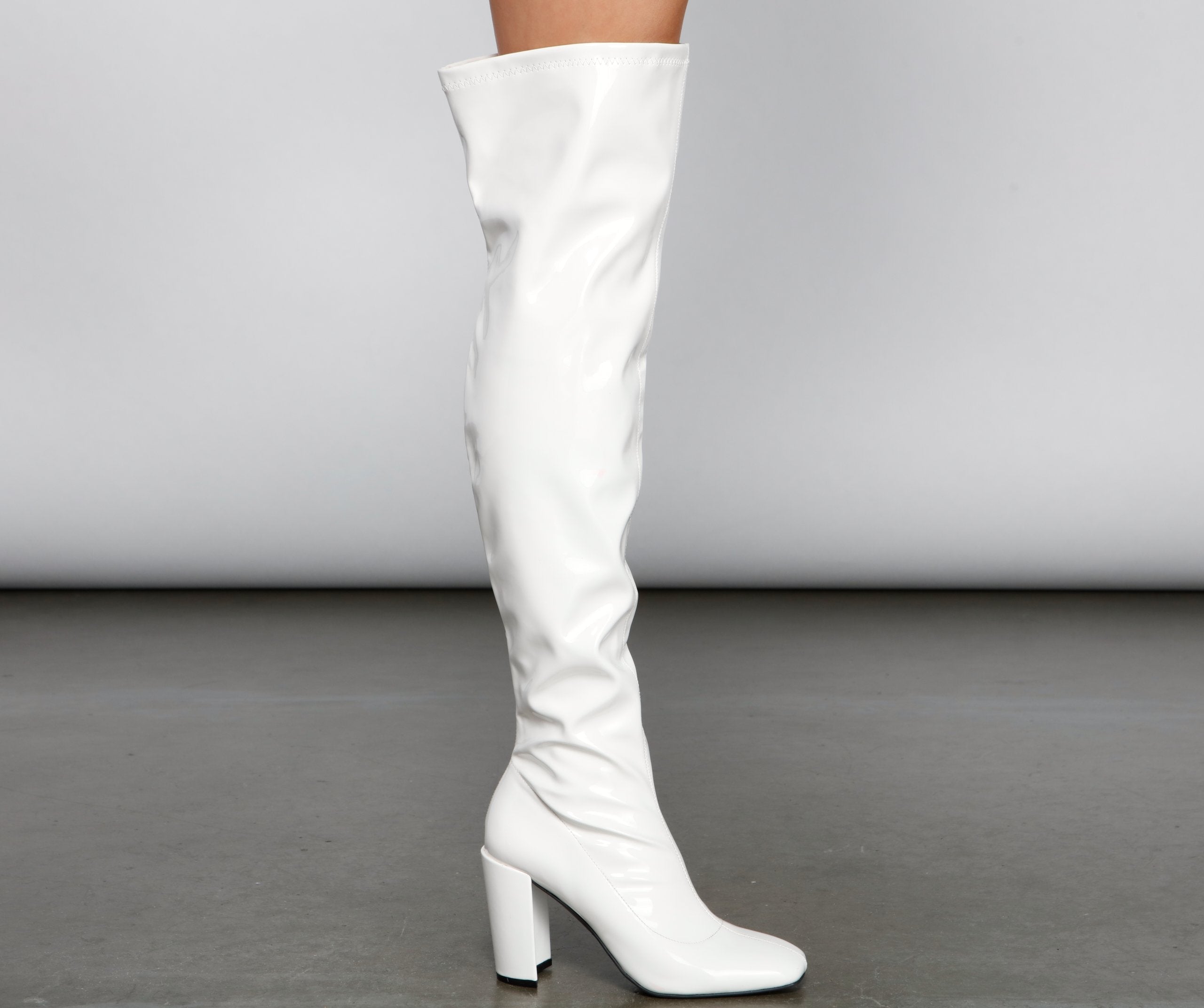 So Seductive Patent Leather Thigh-High Boots