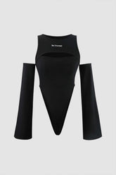 Be Yourself Cut Out Bodysuit With Detachable Sleeve
