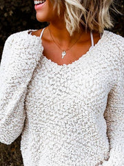 Pullover mit V-Ausschnitt aus Polyester-Baumwolle