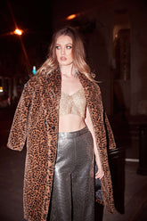 Leopard Faux Fur Long Coat