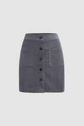 Minifalda de pana con botones delanteros