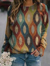 Photo Color Long Sleeve Cotton Shift Shirts & Tops