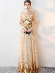 Vestidos tubo de manga corta con cuello redondo y lentejuelas estampadas en contraste