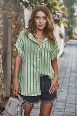 Got Me Moving Striped Short Sleeve Shirt