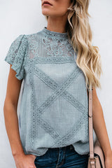 Not So Secret Lace Overlay Ruffle Top