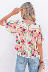 Hello Darling Floral Print Short Sleeve Top