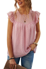 Chic Encounter Lace Dotted Short Sleeve Top