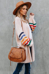 Going For Cozy Rainbow Striped Cardigan