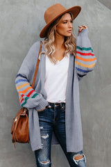 Going For Cozy Rainbow Striped Cardigan