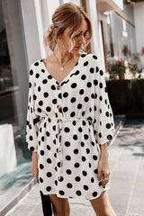 Lighthearted Occasion Button-Up Dot Mini Dress
