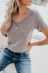 Basics Essential Pure Color T-Shirt mit V-Ausschnitt