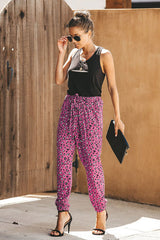 Pantalones con lazo delantero y estampado de leopardo Wildcat