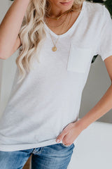 Basics Essential Pure Color T-Shirt mit V-Ausschnitt