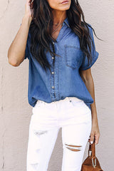 Camisa vaquera de manga corta "Llévame lejos"