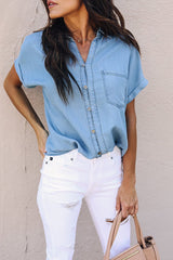 Camisa vaquera de manga corta "Llévame lejos"