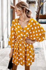 Lighthearted Occasion Button-Up Dot Mini Dress
