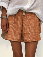 Pantalones cortos de verano a rayas de talla grande para mujer