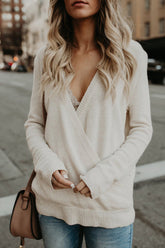 Suéter de punto con cuello en V Warm Your Heart