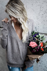 Suéter de punto con cuello en V Warm Your Heart