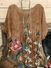 Camisetas casuales de talla grande con estampado de flores para mujer