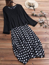 Polka Dot Wave Pot Mode Fake Zweiteiler Maxikleider