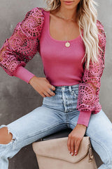 Top de punto de manga larga calado Just Vibing