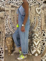 Mono vaquero holgado de algodón de talla grande