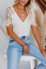 Heart Of Happiness – Kurzärmliges Spitzentop